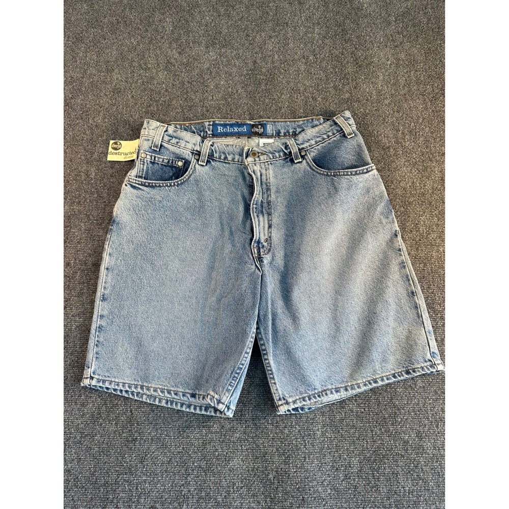Vintage Levis SilverTab Relaxed Fit Denim Shorts Light Wash Mens 36 Made in USA